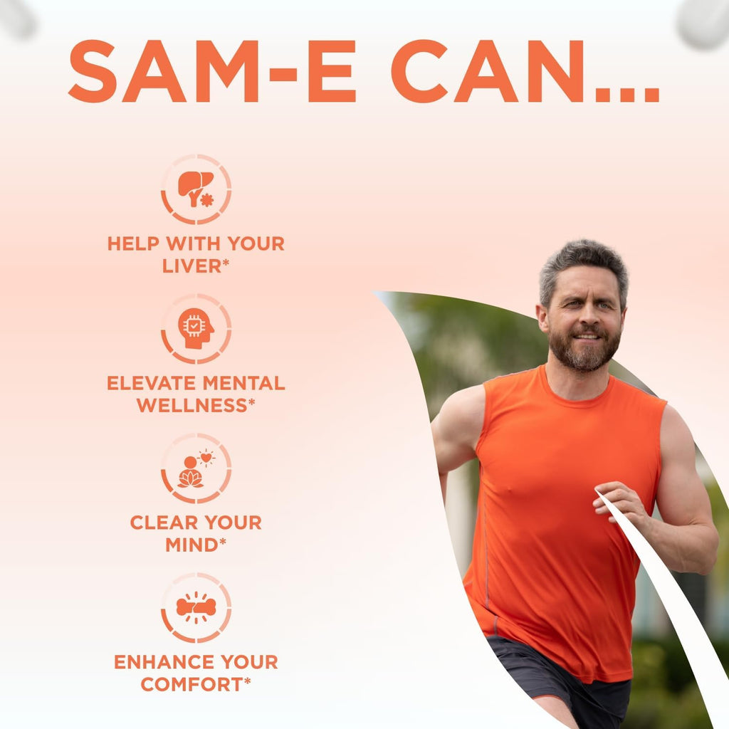 Clear Formulas Bioactive SAM-e 400mg - Suplemento de SAM-e de Alta Potencia con Forma S,S Activa - Vegano, Sin Gluten - 30 Cápsulas
