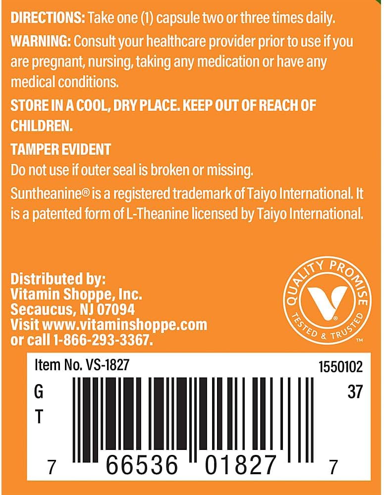 The Vitamin Shoppe L-Teanina 100 mg - 120 Cápsulas