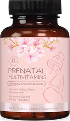 Vitaminas Prenatales con Ácido Fólico + Omega 3 DHA - 60 Cápsulas Blandas