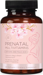 Hello Lovely! Vitaminas Prenatales con Ácido Fólico + Omega 3 DHA - 120 Cápsulas Blandas