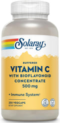 Solaray Buffered Vitamin C 500mg - with Bioflavonoids, Rose Hips and Acerola - 250 Vegan Capsules