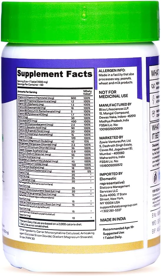 OZIVA Multivitamínico Diario para Hombres | 60 Cápsulas Veganas con Ashwagandha y 23 Vitaminas y Minerales