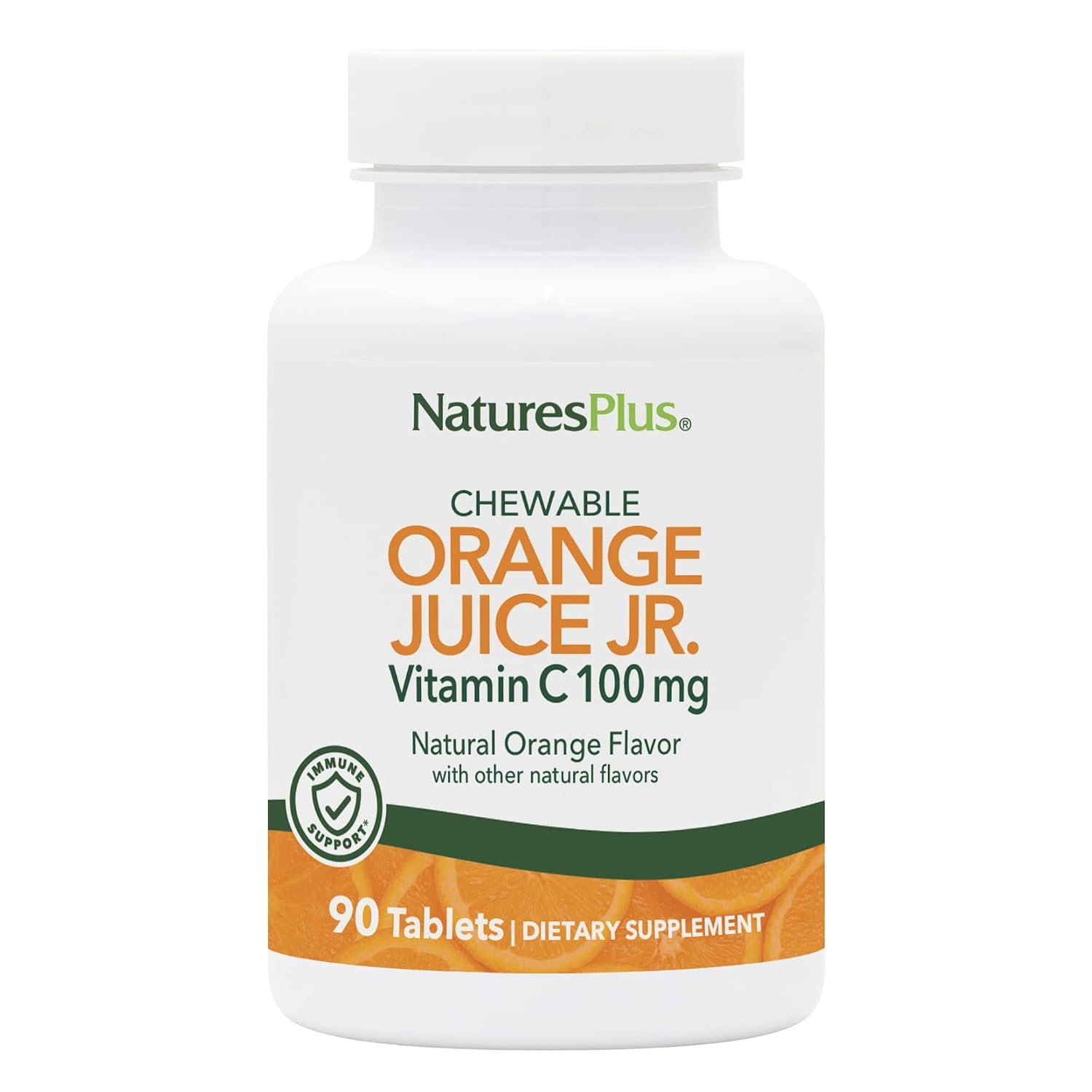 NaturesPlus Orange Juice Junior Vitamina C Masticable - 100 mg, 90 Comprimidos