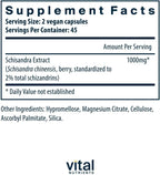 Vital Nutrients - Extracto de Schisandra - 90 Cápsulas Vegetarianas - 1000 mg