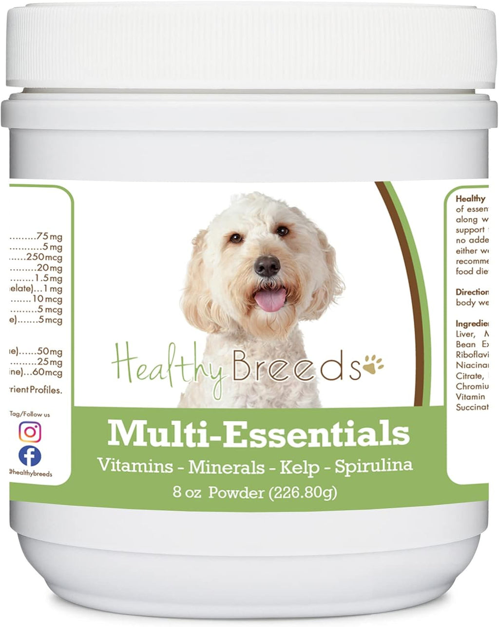 Healthy Breeds Labradoodle, Crema, Polvo Multivitamínico para Perros - 227 g