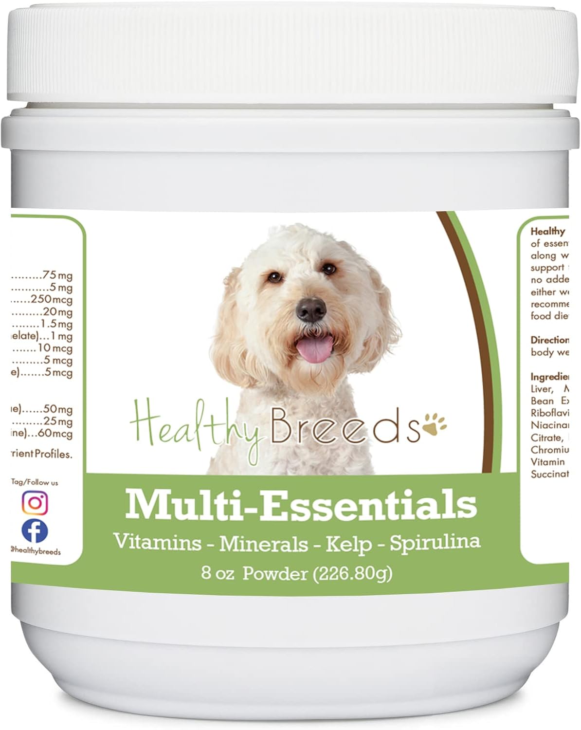 Healthy Breeds Labradoodle, Crema, Polvo Multivitamínico para Perros - 227 g