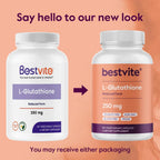 BESTVITE L-Glutathione 250mg (60 Vegetarian Capsules) - No Stearates - Vegan - Non-GMO - Gluten Free