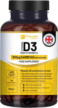 Vitamina D3 4000 UI Alta Potencia - 425 Comprimidos Vegetarianos (14 Meses de Suministro) - Prowise Healthcare