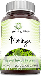 Amazing India Moringa 500 mg 120 Cápsulas Vegetales | No OGM | Sin Gluten