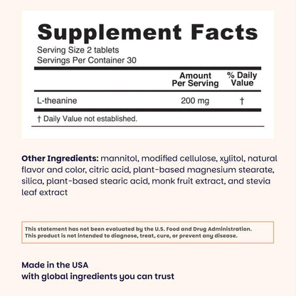 EZ Melts L-Teanina 200 mg - Suplemento para – Aumento de la concentración y la claridad mental. – Image 3