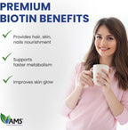 America Medic & Science Biotina 5000 mcg – Complemento de Vitamina B7 para Cabello, Piel y Uñas