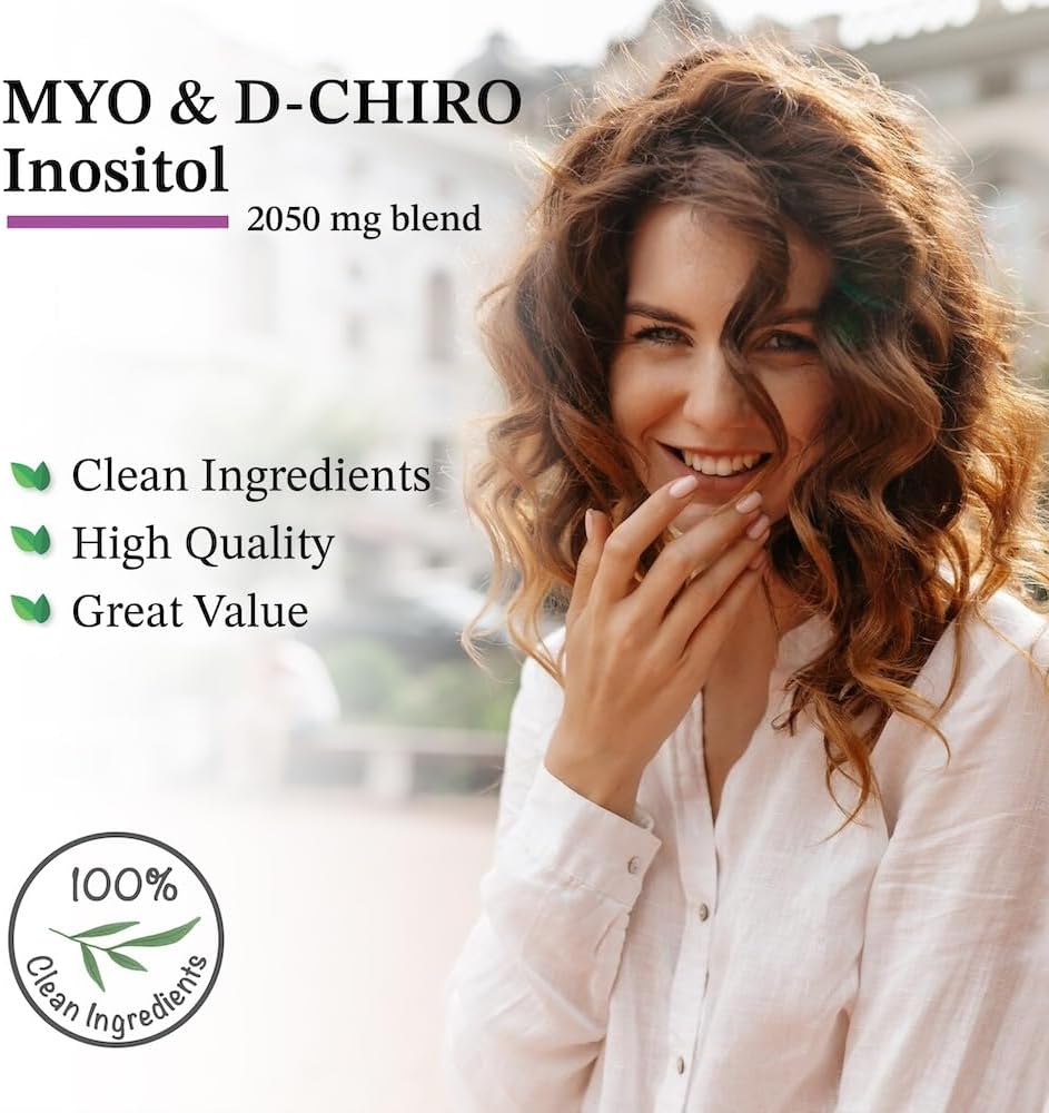 Puregen Labs Inositol Complemento | Myo Inositol & D-Chiro Inositol 2050mg - 120 Cápsulas Veganas