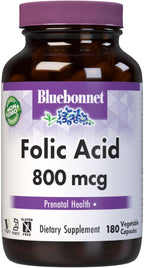 Bluebonnet Nutrition Ácido Fólico 800 mcg - 180 Cápsulas Vegetales
