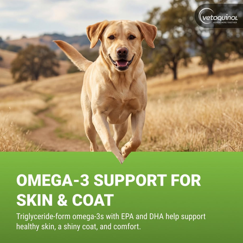 Vetoquinol Triglyceride Omega - Aceite de Pescado para Perros y Gatos - 250 Cápsulas