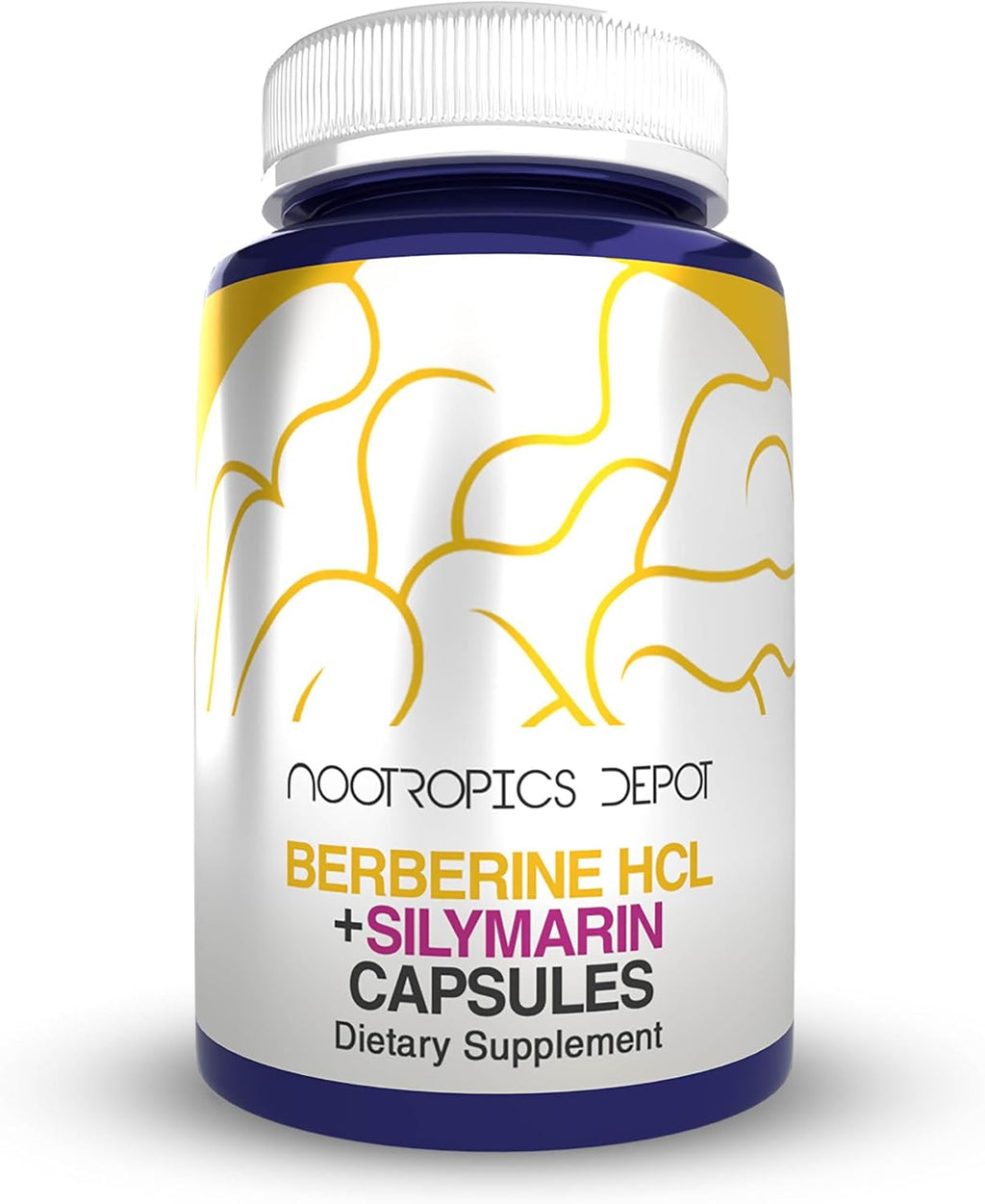Nootropics Depot Berberine HCL + Silymarin 500mg+100mg 180 Cápsulas | Apoya Función Celular, Metabolismo e Inflamación Equilibrada