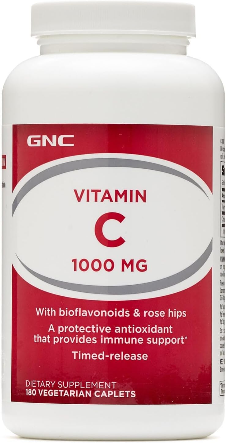 GNC Vitamina C 1000 con Bioflavonoides y Escaramujo Liberación Prolongada 180 Comprimidos
