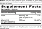 Country Life Vitamina B12 con Folato, 500mcg, 100 Comprimidos