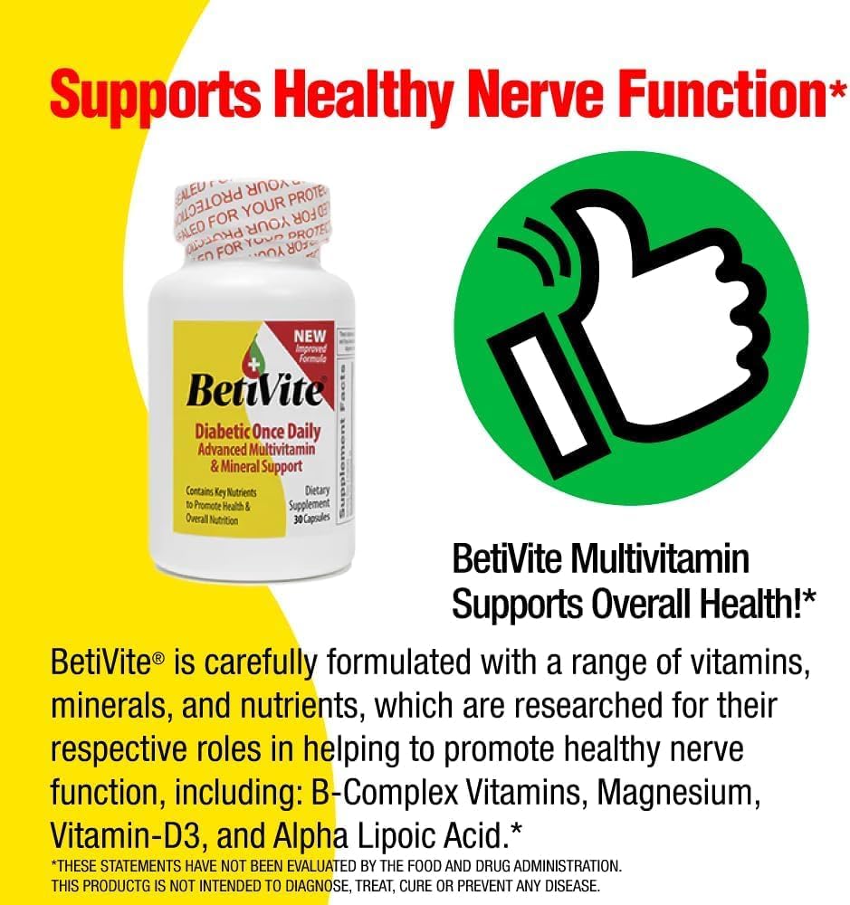BetiVite Multivitamínico para Nervios y Ojos con ALA, Luteína y Licopeno - 30 Días