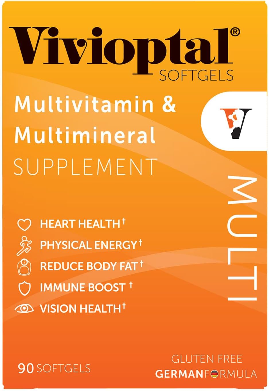 Vivioptal Multi, 90 Cápsulas Blandas (Suministro para 1 Año), Multivitamínico y Multimineral, Sin Gluten, Fórmula Alemana