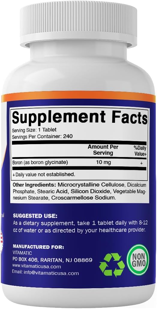 Vitamatic Boro Quelado (como Glicinato) 10 mg, 240 Comprimidos