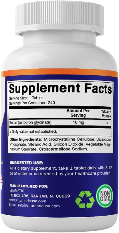 Vitamatic Boro Quelado (como Glicinato) 10 mg, 240 Comprimidos – Image 8
