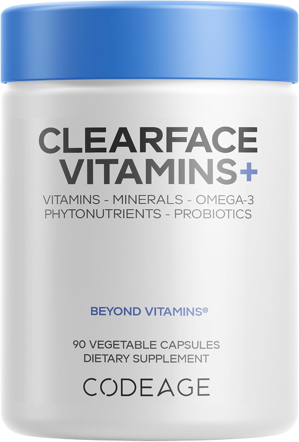 Codeage Clearface Vitaminas para la Piel | Complejo de Vitaminas y Minerales con Niacina, 90 Cápsulas