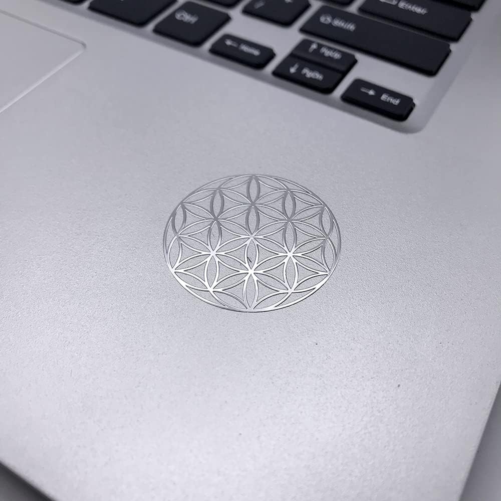 Pegatinas Metálicas de Orgonita Flower of Life - 15 Piezas (Plateado)