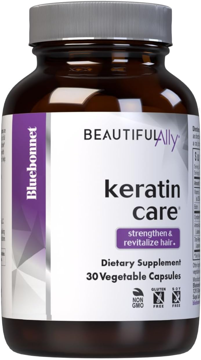 Bluebonnet Nutrition Beautiful Ally Keratin Care - Complemento capilar con biotina y queratina (30 cápsulas)