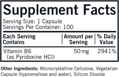 Kirkman Vitamina B-6 50 mg – Hipoalergénico – 100 Cápsulas Vegetales – Image 2