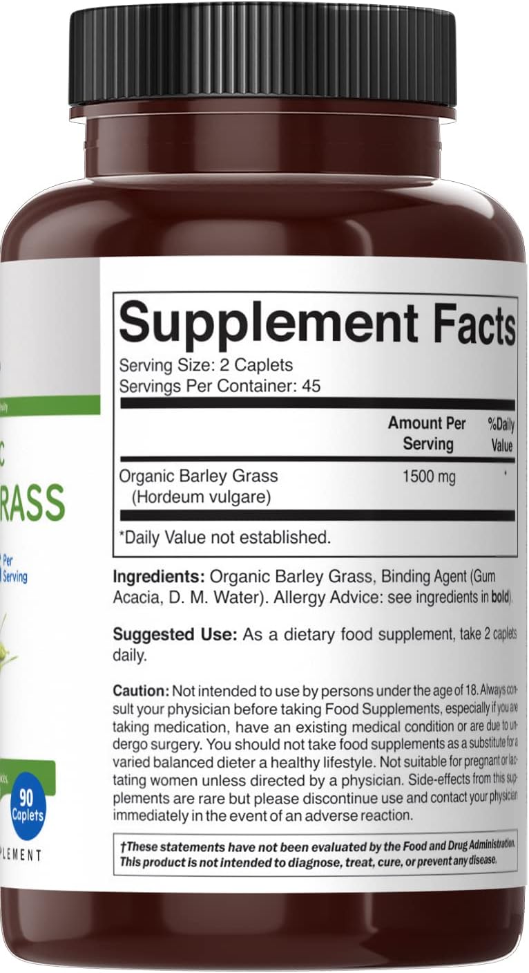 Brieofood Césped de Cebada Orgánico 1500mg, 90 Comprimidos Vegetarianos