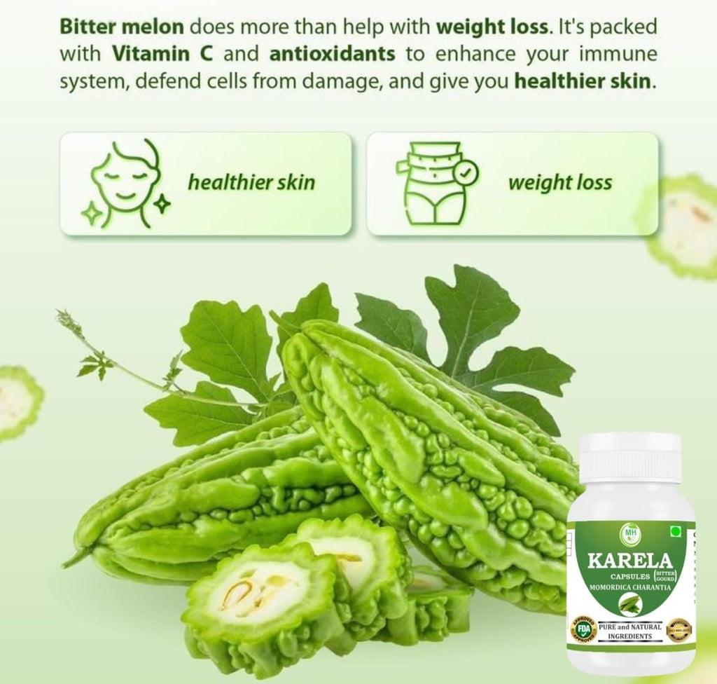 Morsan Healthcare Karela Cápsulas – 500 mg | 60 Cápsulas Vegetales | Extracto Puro de Momordica charantia | Suplemento Herbal Ayurvédico