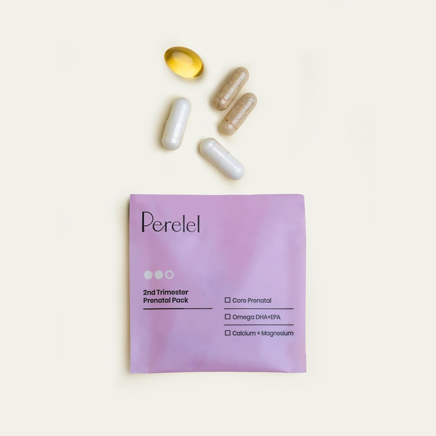 Perelel Pack Prenatal Segundo Trimestre - Multivitamínico con Magnesio, Omega 3, Hierro y Calcio, 30 Sobres Diarios