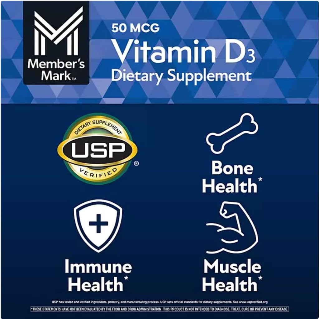 Member Mark Vitamina D3, 50 mcg (2000 UI), 400 Cápsulas Blandas