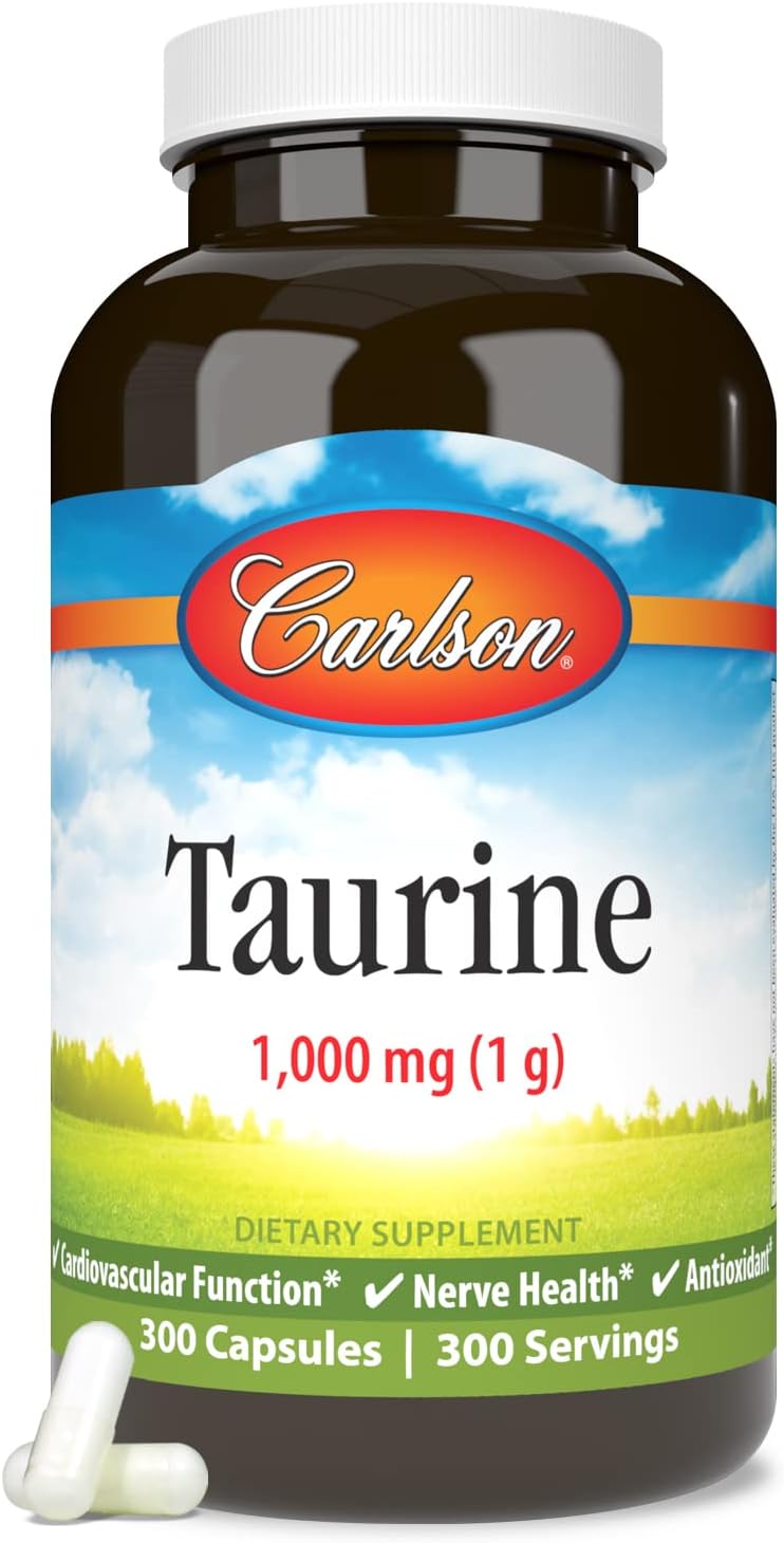 Carlson – Taurina, Aminoácido Libre, 1000 mg, 300 Cápsulas