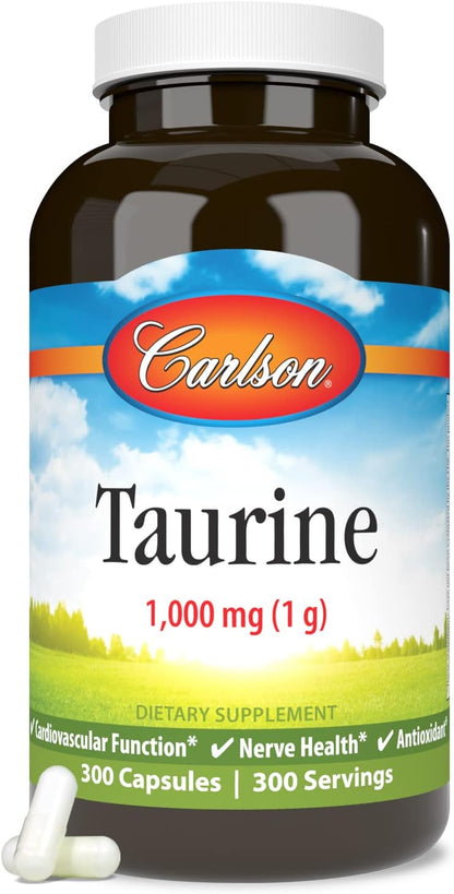Carlson – Taurina, Aminoácido Libre, 1000 mg, 300 Cápsulas – Image 5