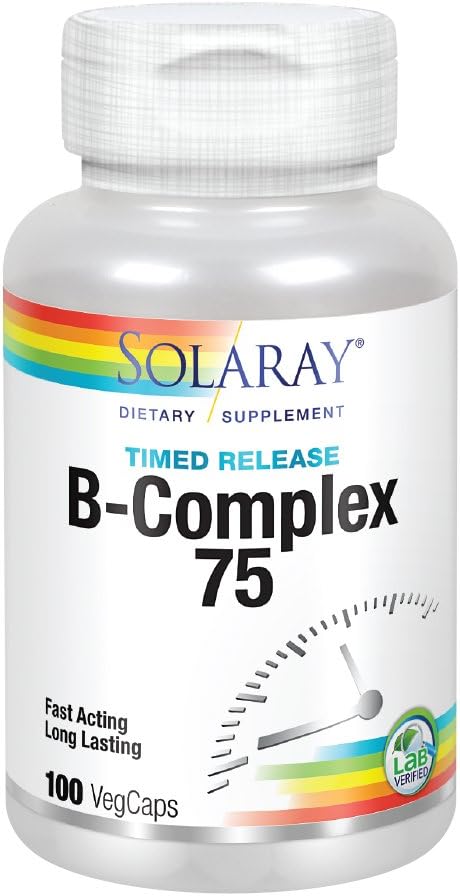 Solaray B-Complex 75mg - Two-Stage Timed Release - 100 Capsules