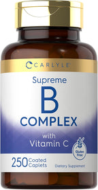Carlyle Complejo de Vitaminas B con Vitamina C | 250 Comprimidos | Suplemento para Mujeres y Hombres | Vegetariano, Sin OGM y Sin Gluten