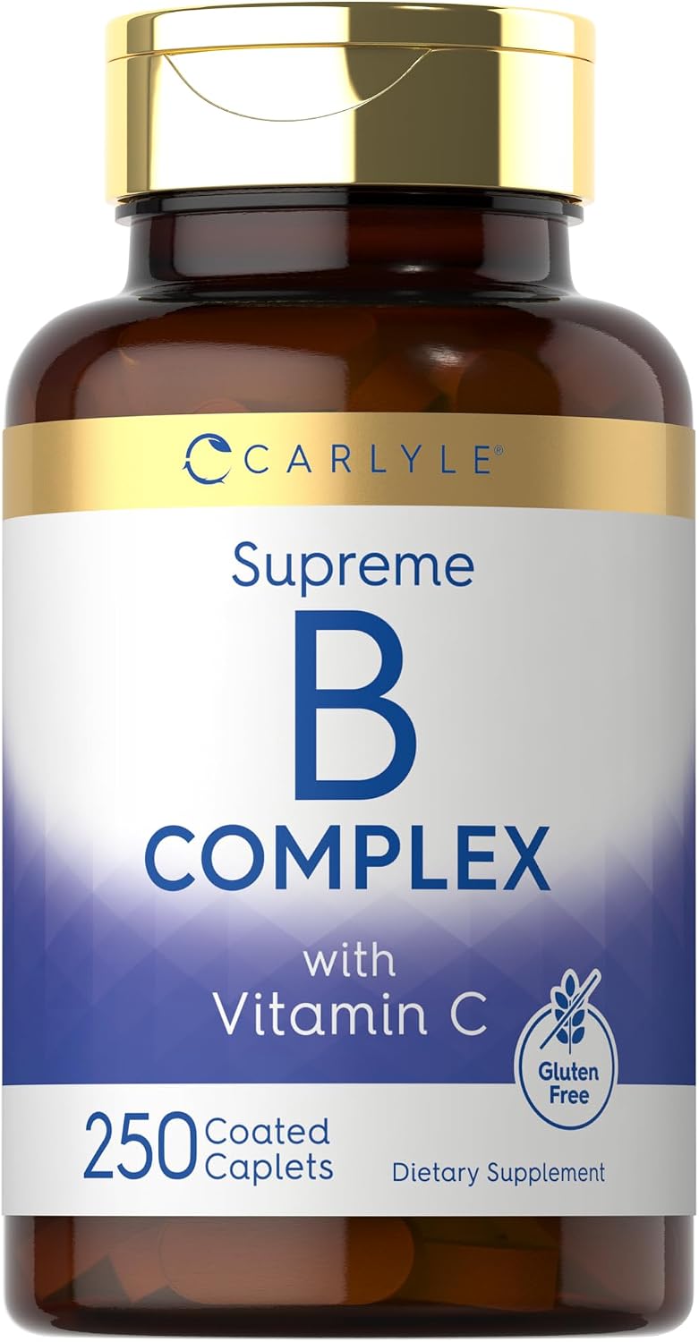 Carlyle Complejo de Vitaminas B con Vitamina C | 250 Comprimidos | Suplemento para Mujeres y Hombres | Vegetariano, Sin OGM y Sin Gluten
