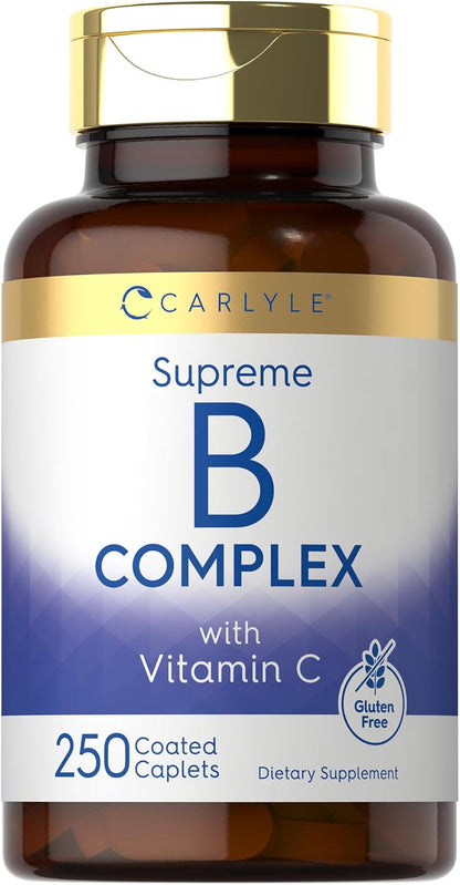 Carlyle Complejo de Vitaminas B con Vitamina C | 250 Comprimidos | Suplemento para Mujeres y Hombres | Vegetariano, Sin OGM – Image 1