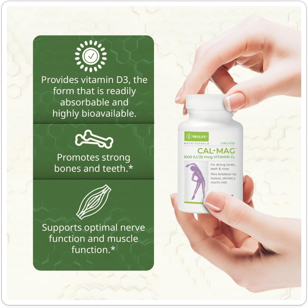 NeoLife Chelated Cal-Mag Tablets con 1000 UI de Vitamina D3