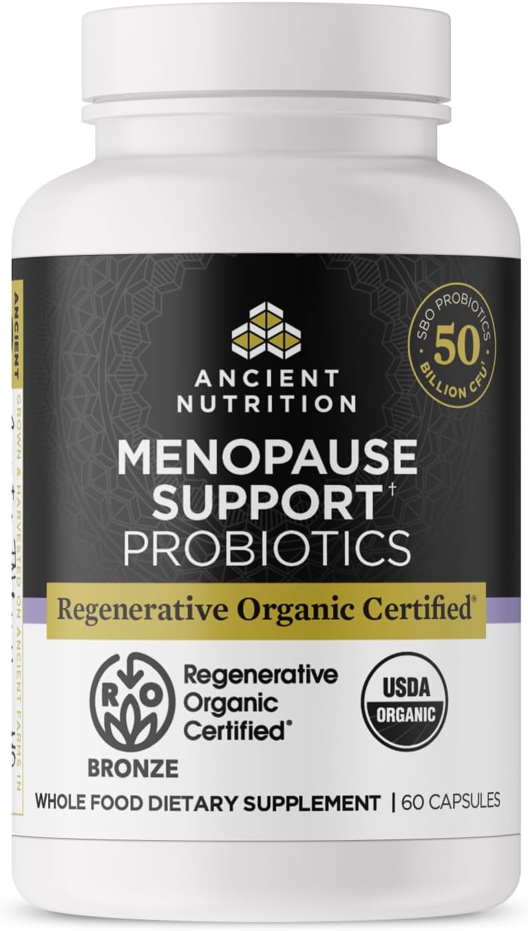 Ancient Nutrition Probióticos para Mujeres Extra Strength, Certificado Orgánico Regenerativo, 60 Cápsulas