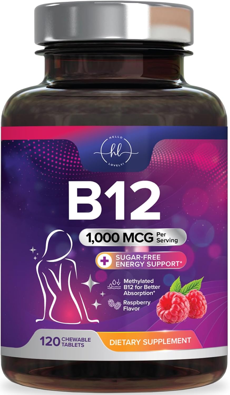 Vitamina B12 1000 mcg por Ración Comprimibles Masticables - Metilcobalamina - 60 Comprimidos
