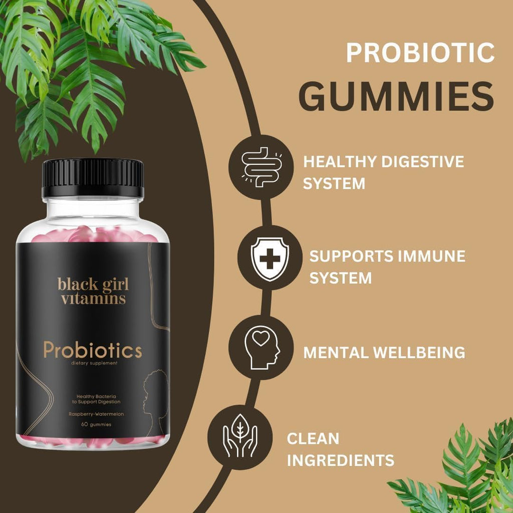 Black Girl Vitamins Complete Wellness Essentials - Pack de 30 Días con Gominolas de D3, Probióticos, Cabello-Piel-Uñas + Musgo Marino - 8 Nutrientes Clave para el Apoyo Inmunológico, de la Piel y la Energía