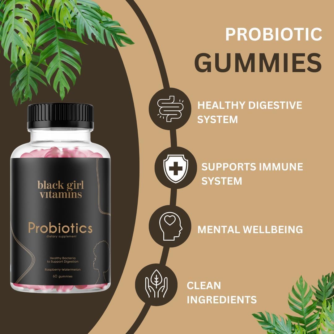 Black Girl Vitamins Complete Wellness Essentials - Pack de 30 Días con Gominolas de D3, Probióticos, Cabello-Piel-Uñas + Musgo Marino - 8 Nutrientes Clave para el Apoyo Inmunológico, de la Piel y la Energía