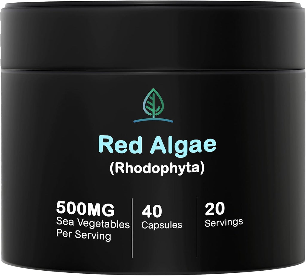 Red Marine Algae Capsules Gigartina and Dumontiacea Red Algae Supplements | Gluten Free, Vegan, Wild Harvested | Rich in Vegan Omega 3 (40 Capsules)
