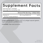 Sports Research Vitamina D3 5000 IU con Aceite de Coco MCT - 30 Cápsulas Blandas