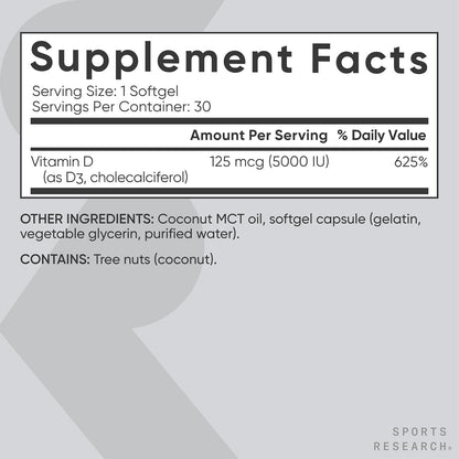 Sports Research Vitamina D3 5000 IU con – El funcionamiento normal del sistema inmunitario. – Image 5