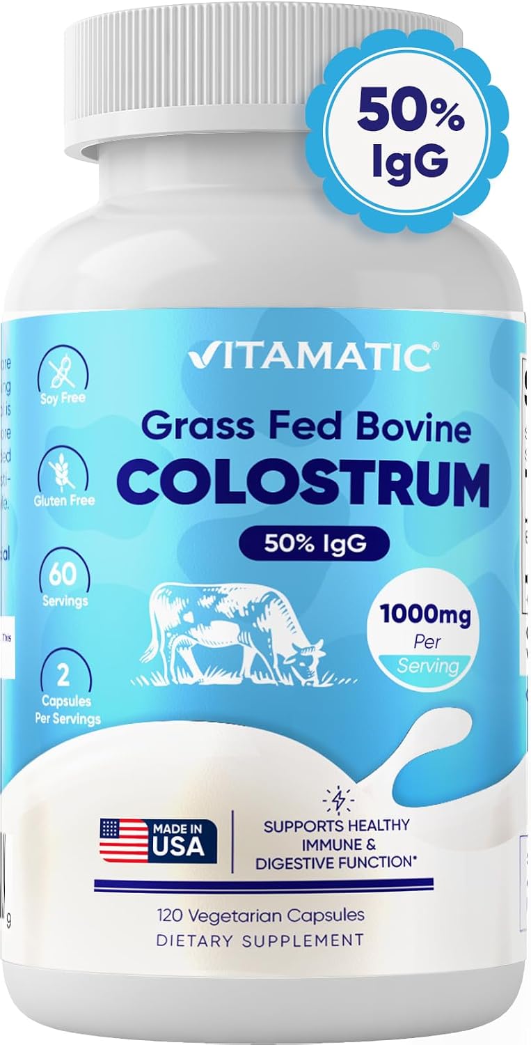 Vitamatic Calostro Bovino 1000 mg - 50% IgG - 120 Cápsulas