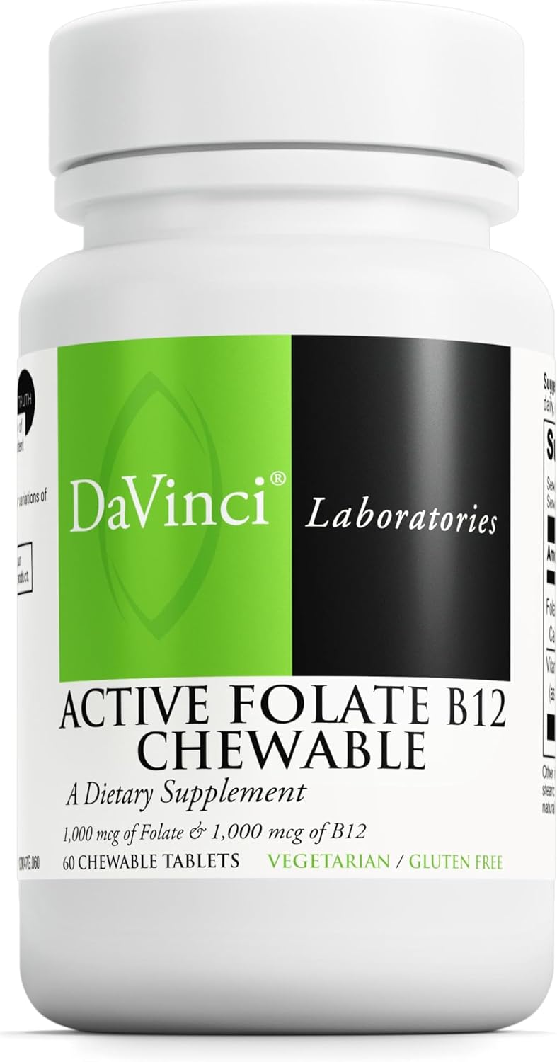 DAVINCI Labs Active Folate B12 Chewable - 60 Comprimidos Masticables