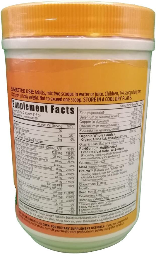 Beyond Tangy Tangerine 2.0 Organic Vitamin Mineral Probiotic - Citrus Peach Fusion (1lb, Pack de 3)